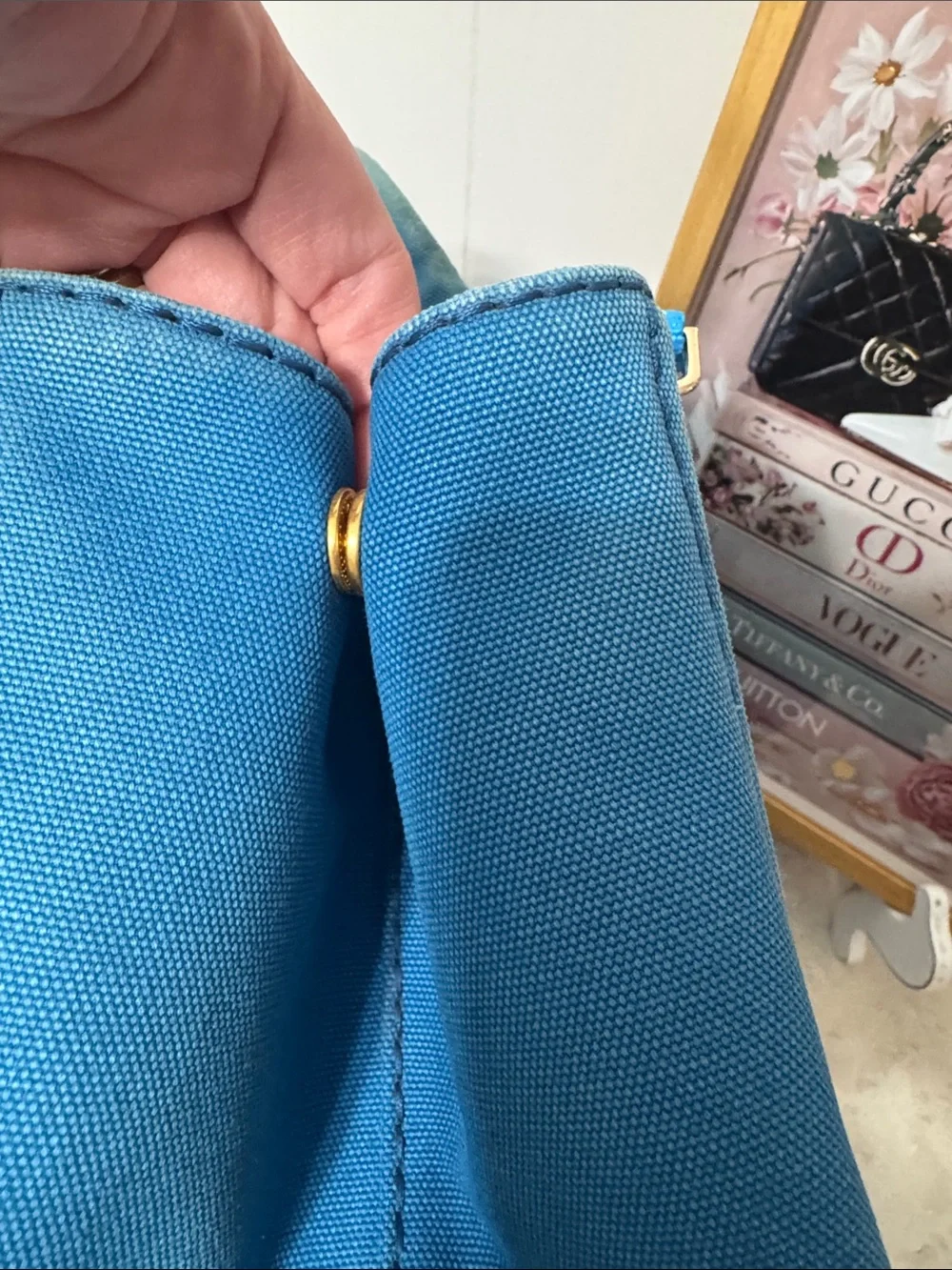 Prada canapa Blue Canvas Tote with authenticity card and unbranded strap - Picture 8 of 15
